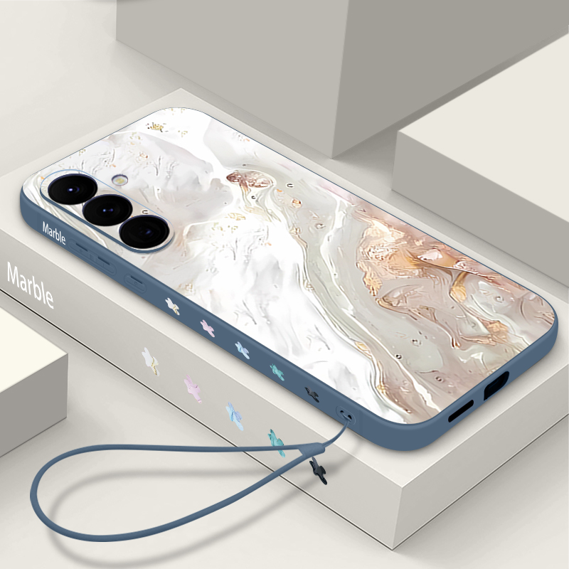 Samsung Galaxy A55 - Marmor-Print Weiche TPU-Schutzhülle mit Trageriemen für